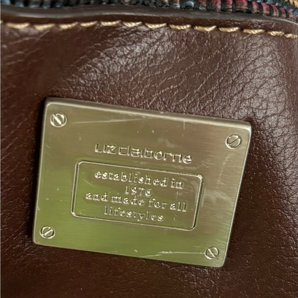 Liz Claiborne Vintage Ladies Brown Handbag 10" W x 7" H x 3" D Lots of Pockets - Picture 5 of 16